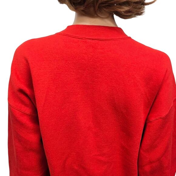 Vintage 90s Miller Sweatshirt XL Joy Teddy Bear Christmas USA Made Mockneck Red - Picture 9 of 11